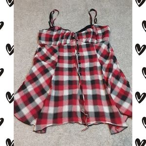 Cute Red Plaid Candies Tank Top Large EUC